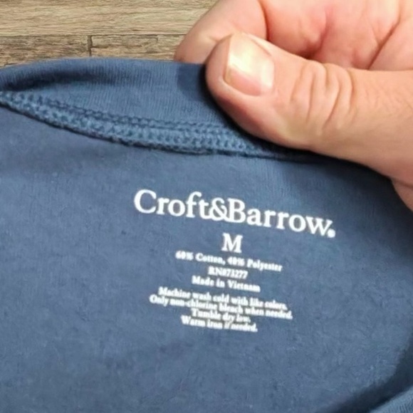 Croft & Barrow Men's Slate Blue Henley Long Sleeve Shirt - Picture 5 of 8